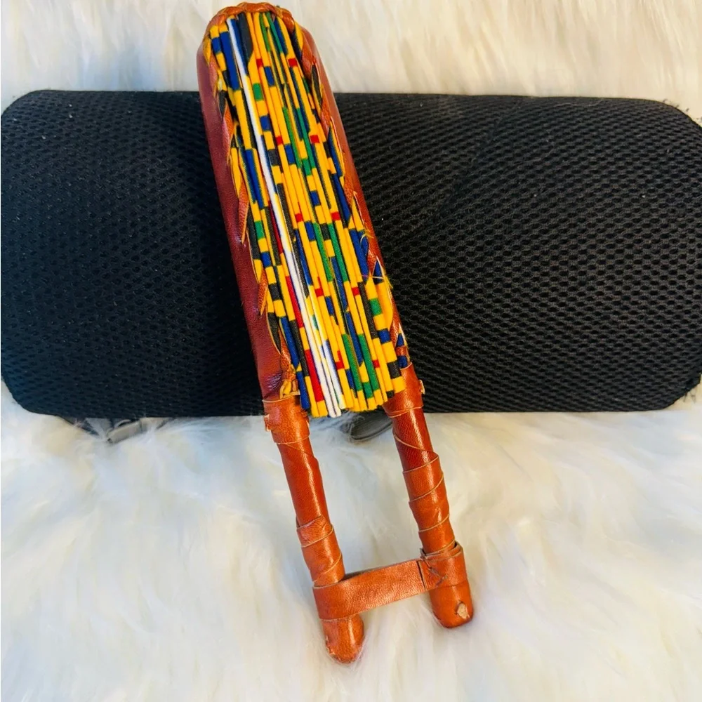 Multicolor Leather Wrapped Fan - Picture 1 of 5